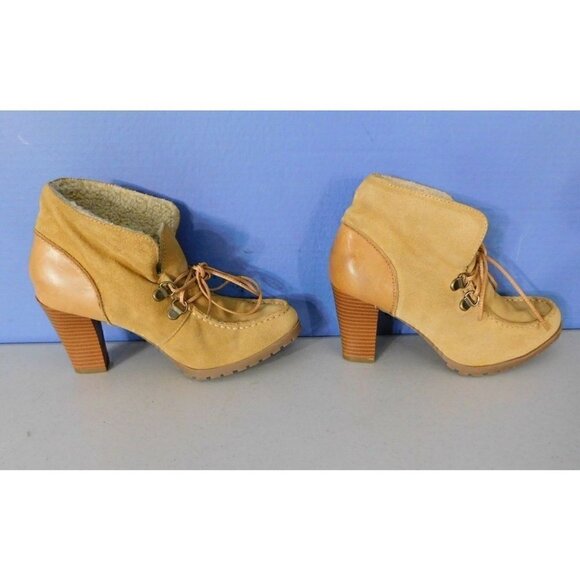 RUFF HEWN BROWN LEATHER SUEDE & FAUX FUR ANKLE BOOTS, WOMAN'S SIZE 6 M - Picture 5 of 9